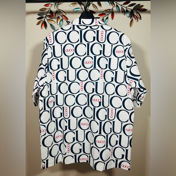 GUCCI LOGO BOWLING SHIRT SS24 IN WHITE !!! ( READ DESCRIPTION ) - Picture 3 of 3